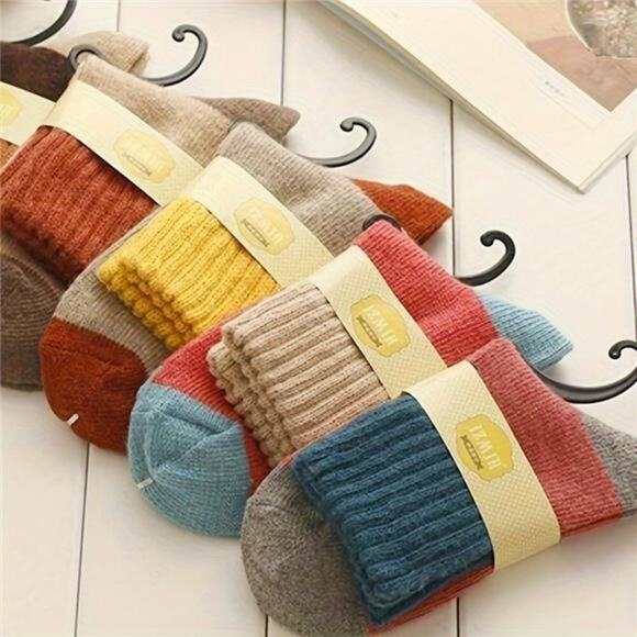 5 Pairs Women Socks Winter Thickened Warm Rabbit Wool Socks - Picture 1 of 5